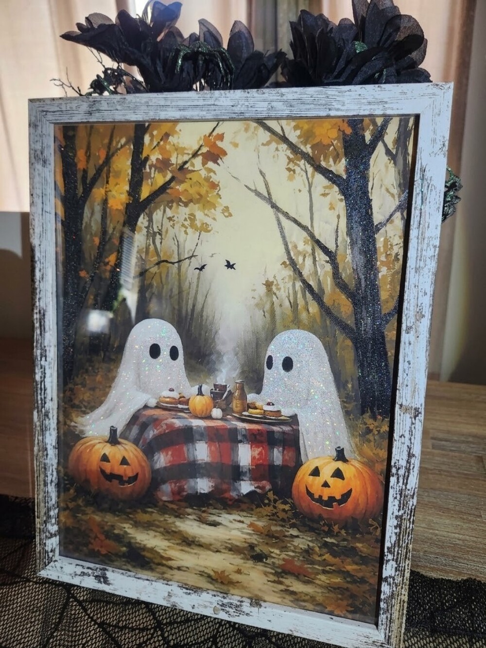 👻🎃 Spooky Ghosts GLITTER Halloween Campfire Wall Art Decor